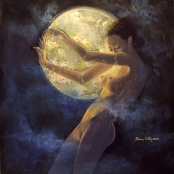 Pintura intitulada "Full Moon" por Dorina Costras, Obras de arte originais, Acrílico