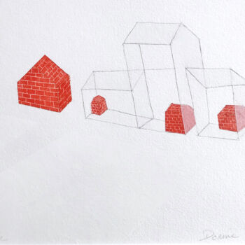 Dessin intitulée "La bascule" par Dorine Knecht, Œuvre d'art originale, Pastel Monté sur Carton