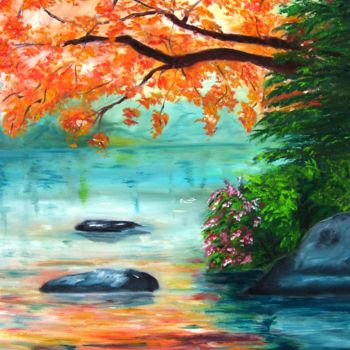 Картина под названием "The River" - Doris Cohen, Подлинное произведение искусства, Масло