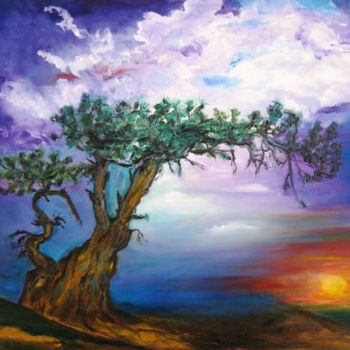 Картина под названием "The Tree in the sun…" - Doris Cohen, Подлинное произведение искусства