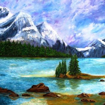 Schilderij getiteld "Rocky Mountains" door Doris Cohen, Origineel Kunstwerk
