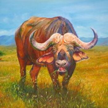 Painting titled "Buffalo" by Dorota Czapska D, Original Artwork, Oil