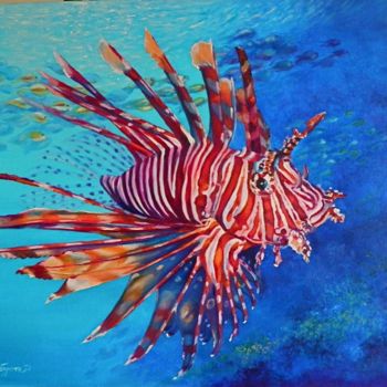 Painting titled "fish" by Dorota Czapska D, Original Artwork, Oil
