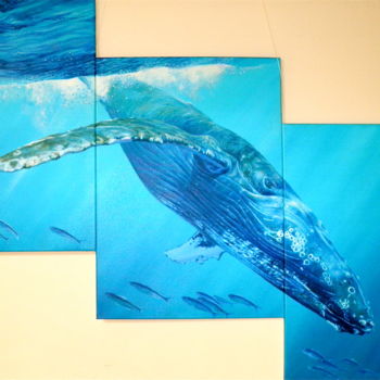 Painting titled "Whale" by Dorota Czapska D, Original Artwork
