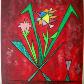 Peinture intitulée "Les fleurs ont soif" par Madorssane, Œuvre d'art originale, Huile