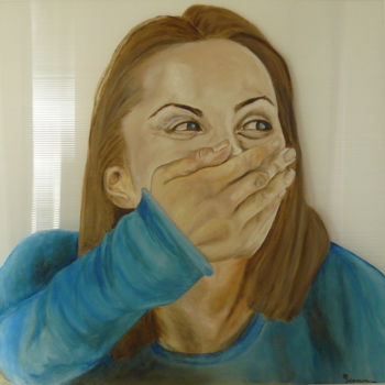 Peinture intitulée "Le rire seul échapp…" par Madorssane, Œuvre d'art originale, Huile