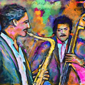 Artes digitais intitulada "Saxophone et contre…" por Doron B, Obras de arte originais, Trabalho Digital 2D