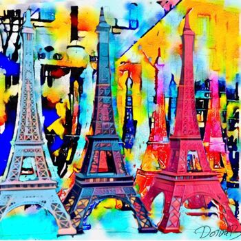 Digital Arts titled "Les tours Eiffels…" by Doron B, Original Artwork, Digital Painting