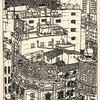 Dessin intitulée "Shanghai - Nanjing…" par Philippe Doro, Œuvre d'art originale, Encre