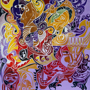 绘画 标题为“Smok” 由Dorota Szpil, 原创艺术品, 彩画 安装在木质担架架上