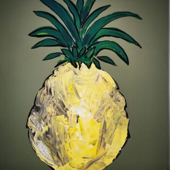 Schilderij getiteld "Ananas" door Dorothée Fayard, Origineel Kunstwerk, Acryl Gemonteerd op Frame voor houten brancard