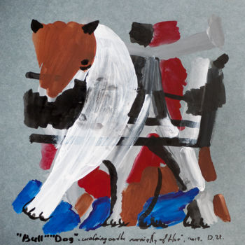 Peinture intitulée "Bulldog" par Ulugbek Doschanov, Œuvre d'art originale, Tempera