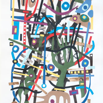 Collages intitulée "Green tree. Handcut…" par Ulugbek Doschanov, Œuvre d'art originale