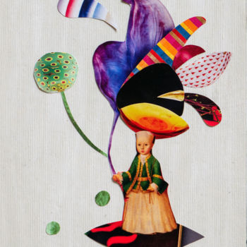 Collages titled "A girl with a flowe…" by Ulugbek Doschanov, Original Artwork, Collages