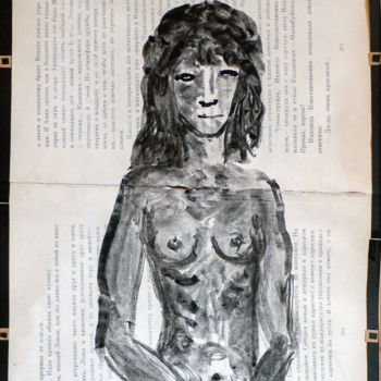 Disegno intitolato "UNTITLED WOMAN NUDE…" da Ulugbek Doschanov, Opera d'arte originale, Inchiostro
