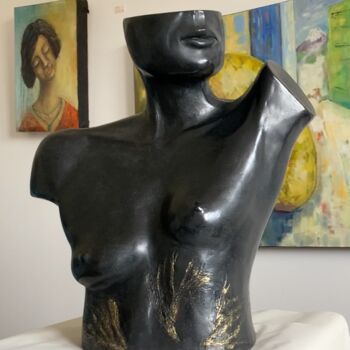 Sculpture titled "Buste pure line Bro…" by Dorothée Barbou (Dotty), Original Artwork, Bronze