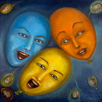 Painting titled "3 frères" by Dorothée Barbou (Dotty), Original Artwork, Oil