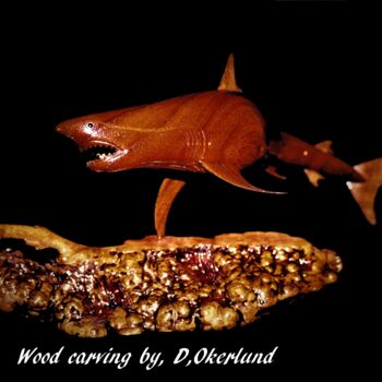 Sculpture titled "WALNUT SHARK 2" by Douglas Okerlund, Original Artwork, Wood