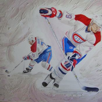 Painting titled "hockey sur glace" by Dadou, Original Artwork, Oil