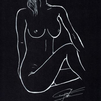 Dibujo titulada "L'inconnue" por Doumé Francky, Obra de arte original, Rotulador