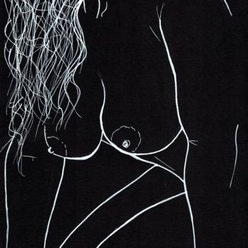 Dibujo titulada "Pulpeuse accroupie" por Doumé Francky, Obra de arte original, Rotulador