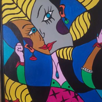Painting titled ""Double  Face"" by Sidonio Figueira, Original Artwork, Acrylic Mounted on Wood Stretcher frame