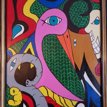 Painting titled ""Braconnia"" by Sidonio Figueira, Original Artwork, Acrylic Mounted on Wood Stretcher frame