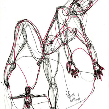Drawing titled "7-aout-2013 JE DANSE" by Dov Melloul, Original Artwork