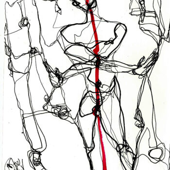 Zeichnungen mit dem Titel "9-sept2013 CORPS NU…" von Dov Melloul, Original-Kunstwerk