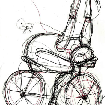 Zeichnungen mit dem Titel "31 OCT 2013  A VELO" von Dov Melloul, Original-Kunstwerk