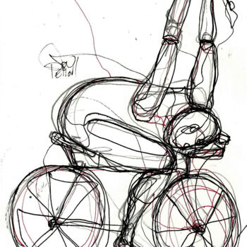 Disegno intitolato "31 OCT 2013  A VELO" da Dov Melloul, Opera d'arte originale