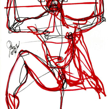 Disegno intitolato "10 NOV 2013   ROUGE…" da Dov Melloul, Opera d'arte originale