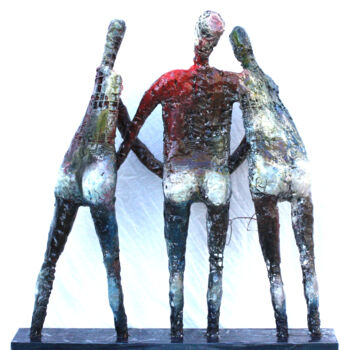 Sculpture titled "JE TE TEINS,TU.....…" by Dov Melloul, Original Artwork, Mixed Media