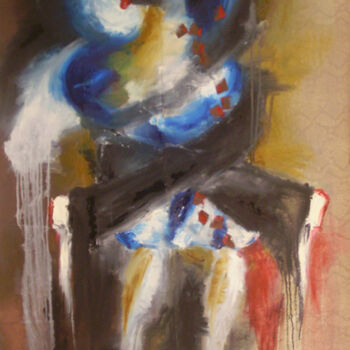Painting titled "REGARD SECRET" by Dov Melloul, Original Artwork, Oil