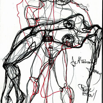 Drawing titled "27 MAI 2014 " Je l'…" by Dov Melloul, Original Artwork, Ballpoint pen