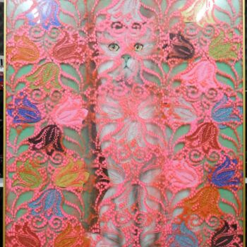 Peinture intitulée "HELLO KITCHY" par Doval, Œuvre d'art originale, Acrylique Monté sur Plexiglas