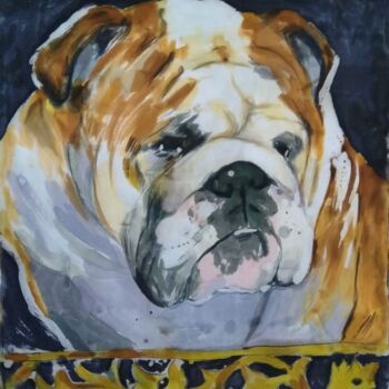 Pintura titulada "English Bulldog. Ba…" por D.O. Xxi, Obra de arte original, Tela