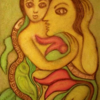 Malerei mit dem Titel "The wise Serpent" von Nabakishore, Original-Kunstwerk