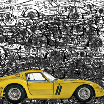 Arts numériques intitulée "250 GTO YELLOW" par Denis Poutet, Œuvre d'art originale, Peinture numérique