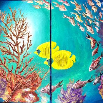 Peinture intitulée "Oceanic treasures—m…" par Dr. Priyanjalee Banerjee, Œuvre d'art originale, Acrylique Monté sur Autre pan…