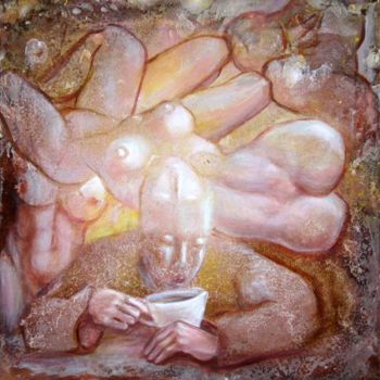 Ζωγραφική με τίτλο "I am drinking tea" από Valdemart, Αυθεντικά έργα τέχνης, Λάδι
