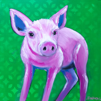 Malerei mit dem Titel "Glücksschwein - Lit…" von Barbara Dräger, Original-Kunstwerk, Acryl Auf Keilrahmen aus Holz montiert