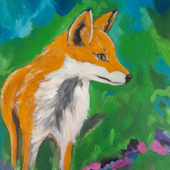 Картина под названием "Fuchs im Wald" - Barbara Dräger, Подлинное произведение искусства, Акрил Установлен на Деревянная рам…