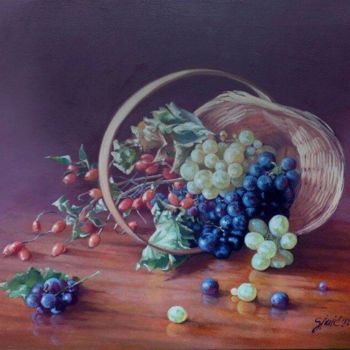 Painting titled "Fruits in the basket" by Dragana Simić, Original Artwork, Oil