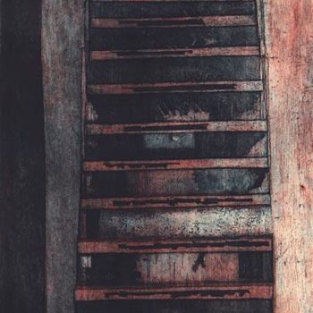 Incisioni, stampe intitolato "Staircase /stepenis…" da Dragan Sovilj, Opera d'arte originale, Acquaforte
