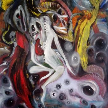 Painting titled "Worlds 1" by Dragica Ilic, Original Artwork, Oil