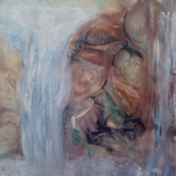 Painting titled "Waterfall" by Dragica Ilic, Original Artwork, Oil