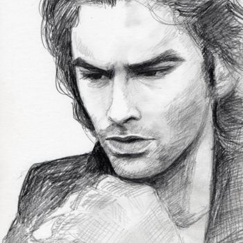 Drawing titled "Mitchell. Sketch" by Anastasia Malashenko, Original Artwork, Pencil