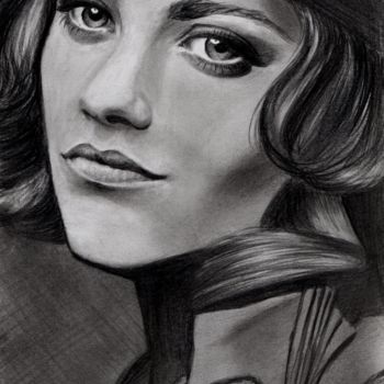 Drawing titled "Marion Cotillard" by Anastasia Malashenko, Original Artwork, Pencil