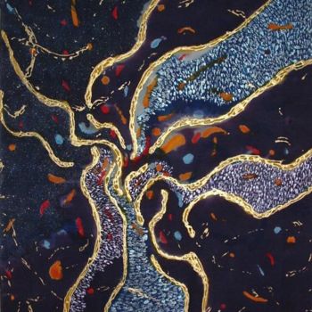 「Andromeda Spiral」というタイトルの絵画 Iwona Zawadzkaによって, オリジナルのアートワーク, オイル